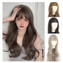 2023 긴머리 웨이브 통가발 롱 자연스러운 전체 롱 가발 5칼라, 다크브라운