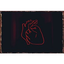 네온사인 무드등 간판 네온조명 led 카페 펍 술집 네온 기타 로그인 빈티지 금속 주석, 20x30cm, 검은색