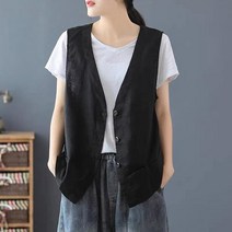 여성 린넨 여름 마 조끼 법복 베스트