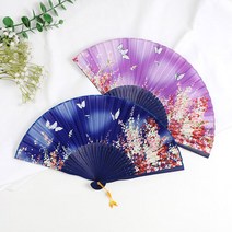 실크 접부채(꽃)-고급부채집＋매듭노리개증정, 나비안개꽃보라