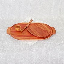 [센에코]마호가니통원목 손잡이 우드트레이/나무트레이/서빙트레이/나무쟁반/까페 서빙트레이/원목트레이/통원목쟁반, 2.우드 트레이(M)