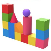 어린이 우드 블록 입체도형 과학교구 장난감 세트 18피스 유아 원목