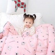 시은데코 뽀로로 도트 먼지없는어린이집 유아 낮잠이불 + 이불가방 (단품), 핑크