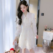 쉬폰원피스 봄옷 긴팔 슬림핏 라이 직장인 하객원피스