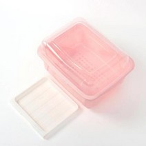 싱크대 뚜껑 식기보관함 건조대 33cm 핑크 물빠짐