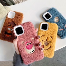 러브엘 캐릭터 아이폰 뽀글이 양털 폼폼 케이스, 핑크, 아이폰11pro max