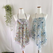 [미스블혹] 파스텔 플라워 빅레이스 손수건 앞치마 무릎덮개용 셋트상품