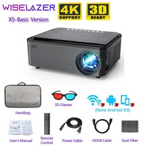 WISELAZER X5 프로젝터 지원 4K 안 드 로이드 9.0 1080P HD LED 휴대용 프로젝터 키스톤 수정 홈 교실 회의, Only X5_AU 플러그