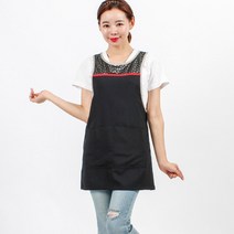 DLA68 한식 원피스앞치마(7컬러), S, DLA68_검정자주꽃