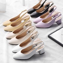 [바닐라슈] 에이던 슬림각코 V컷 베이직 슬링백 펌프스(5cm)