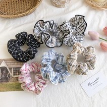 로맨틱모모 봄 트위드 아이유 제니 헤어곱창 슈슈 머리끈 스크런치 곱창밴드 6컬러