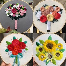 프롬빈스 프랑스자수 패키지 세트 십자수 DIY 키트 82종, 05.파스텔꽃송이, 1개