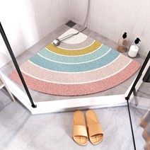 욕실 미끄럼방지 매트 부채꼴 화장실 목욕 욕실 샤워실 낙상방지 매트 화장실 반원형 발받침 가정용, 순심무지개욕실와이어패드, 부채꼴80*80Cm