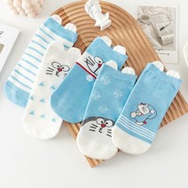 이젠 괜찮아 여성 호신용품 5PCS 세트 스누피 찰리 브라운 여성 통풍 스포츠 양말 만화 편안한 코튼 발목, 03 5PCS Blue