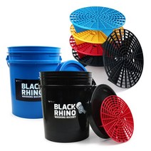 [블랙라이거] 세차버킷20L + 뚜껑 그릿가드 세트, 블랙-옐로우그릿가드