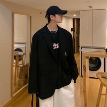 쁘띠 정장 코트 건달카리스마 블랙 숏 양복 고퀄리티 감각 눈길을 끄는 남자 봄가을 OVERSIZE 3185123519