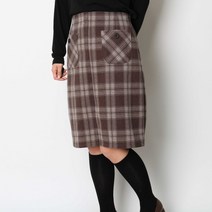 빅걸스토리 여성 빅사이즈 헨리 체크 기모 앞트임 히든밴딩 베이직 스커트
