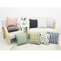 빈티지 침대쿠션 배게 7종 등받이 의자 책상 사진관, 색상, 모던체크 화이트