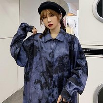 [ILΞ6] UP 아방 셔츠 스트릿패션 오버핏 남자 도트 쇼핑몰 빅사이즈블라우스 오버 여자_Eη3270Ml