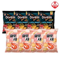 [롯데제과] 봉지과자 8봉 혼합구성(쌀로새/쌀로별/도리토스/꼬깔콘/치토스/오잉꾸잉/에어베이크드), 1.쌀로새*4+갈비천왕*4
