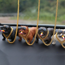 차량용 금목걸이 불독피규어 장식용 자동차 장식품, (선택1번)금목걸이불독(화이트)