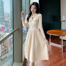 코디코치 여성 베로나 리본 포인트 셔링 니트 원피스