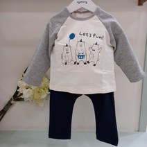 아가방 초특가세일~편안한 스타일의 상하세트 ~제일많이 입히게 되는 스타일~ 편안한 면바지에 순면티셔츠 ~어린이집 등원복으로 실내복으로