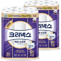 크리넥스 데코앤소프트 3겹 화장지 40m x 30롤 롤화장지 고급롤화장지(3겹이상), 2팩