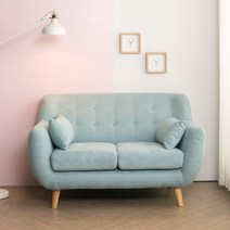 [쿠션증정+한정수량특가] 에보니아 에바 2인용소파/패브릭룩방수가죽/패브릭쇼파, 패브릭_민트블루