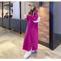 위위브렌 여성용 캐주얼 빅사이즈 긴팔 후드 롱원피스