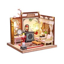 Spilay 가구 스필레이 인형의 집 미니어처 방진 기능 DIY 나무 인형집 키트 어른 친구 1:24 스케일 창의적인 방 아이디어 선물 (중국 문화 예술), Hl08 먼지가 있는 고대 수묵화