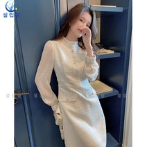 셀럽당 원피스 봄가을 라운드 작은 키 기질 여성스러운 스커트