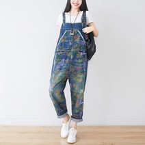 빈티지 오브제 2022 Spring Art Plus Size Fat Overalls Washed Vintage Denim Rompers To Up