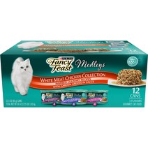 Fancy Feast Medleys 흰 고기 치킨 레시피 버라이어티 컬렉션 팩 고양이 사료 통조림 3온스 12강아지입