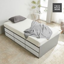 트리빔하우스 스마트 라운드형 수납 침대 - SS[7존 독립 라텍스탑 매트리스 포함], 메이플화이트