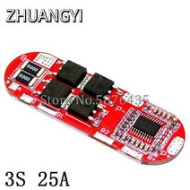 BMS보드Bms 1S 2S 10A 3S 4S 5S 25A 18650 리튬 이온 리포 배터리 보호 회로 기판 모듈 Pcb 충전기, 03 3S 25A