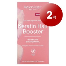 Reserveage Nutrition 헤어 스킨 네일 관리 레스베라트롤 함유 바이오틴 케라틴 헤어 부스터 120정 1팩, 2팩