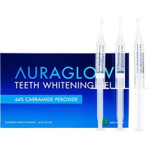 셀프치아미백 AuraGlow 치아 미백 젤 주사기 리필 팩 44% Carbamide Peroxide 3X 5ml