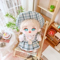 무속성솜인형 아이돌 20cm 몸체 모던 조카선물 수제 솜깅이 키덜트 눈망울 하얀, 유골격 20cm, 블루체크세트