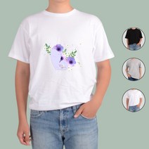 아토가토 보라색꽃 봄 나비 디저트 수채화 티셔츠