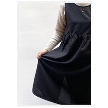 강남콩 블랙소녀 버튼 앞치마 신상앞치마 드레시한 여성스런 편한 폴리100% 원피스 주머니 체형커버 주방 신혼 카페 어린이집 보육교사 유치원 놀이방 선생님 요양원 실용적 신학기