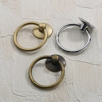 링문고리 수납장 서랍 캐비닛 베란다 고가구 옛장식 셀프수리 DIY 엔틱 옛날 손잡이 핸들 철물 고급 원형 인테리어 가구 싱크대 신발장 장식장 붙박이장 장롱 옷장리폼 소품(브론즈)