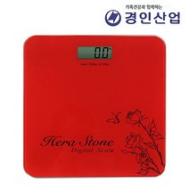 SCALE 경인헤라스톤 프리미엄 디지털 체중계 150kg까지 레드 모던 슬림 강화유리 다이어트 몸무게저울 31x31cm