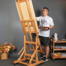 대형이젤 유화대 원목 액자 그림 미술 테이블, 우드 컬러(확대 및 두꺼워짐)