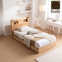 [도모디자인] 루소 LED 서랍형 고무나무 원목 슈퍼싱글 침대 / 이태리 메모리폼 매트리스, 상세 설명 참조