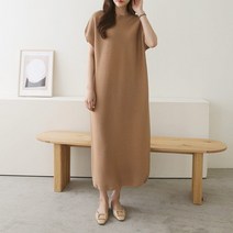 옷자락 (osjarak) / 여자 여름 홀가먼트 기본 니트 반팔 롱 원피스