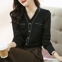 캐주얼 셔츠 여 봄 한국 스타일 날씬해 보이는 패션 상의
