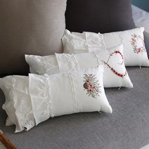 꽃자수 쿠션 20X40 (솜포함) - 3type, 하트