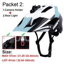 newboler mtb road bike downhill helmet led 조명 gopro 카메라 홀더 사이클링 헬멧 야외 스포츠 승마 자전거 헬멧 남자, l, 하늘색 패킷 2