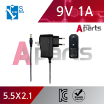 에이파츠 9V 1A 어댑터 RS-I1000-K (5.5x2.1) SMPS